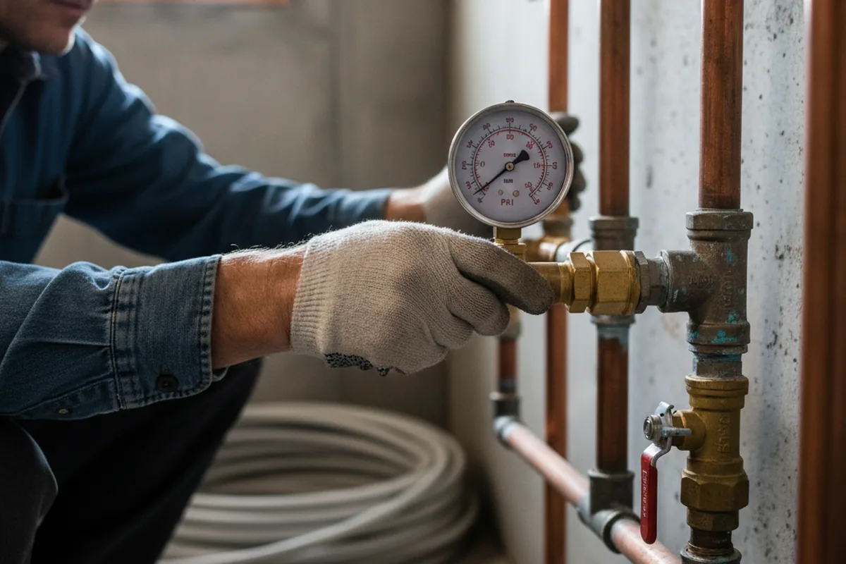 Pressure testing a repaired line during Water Line Repair in Benton Ridge